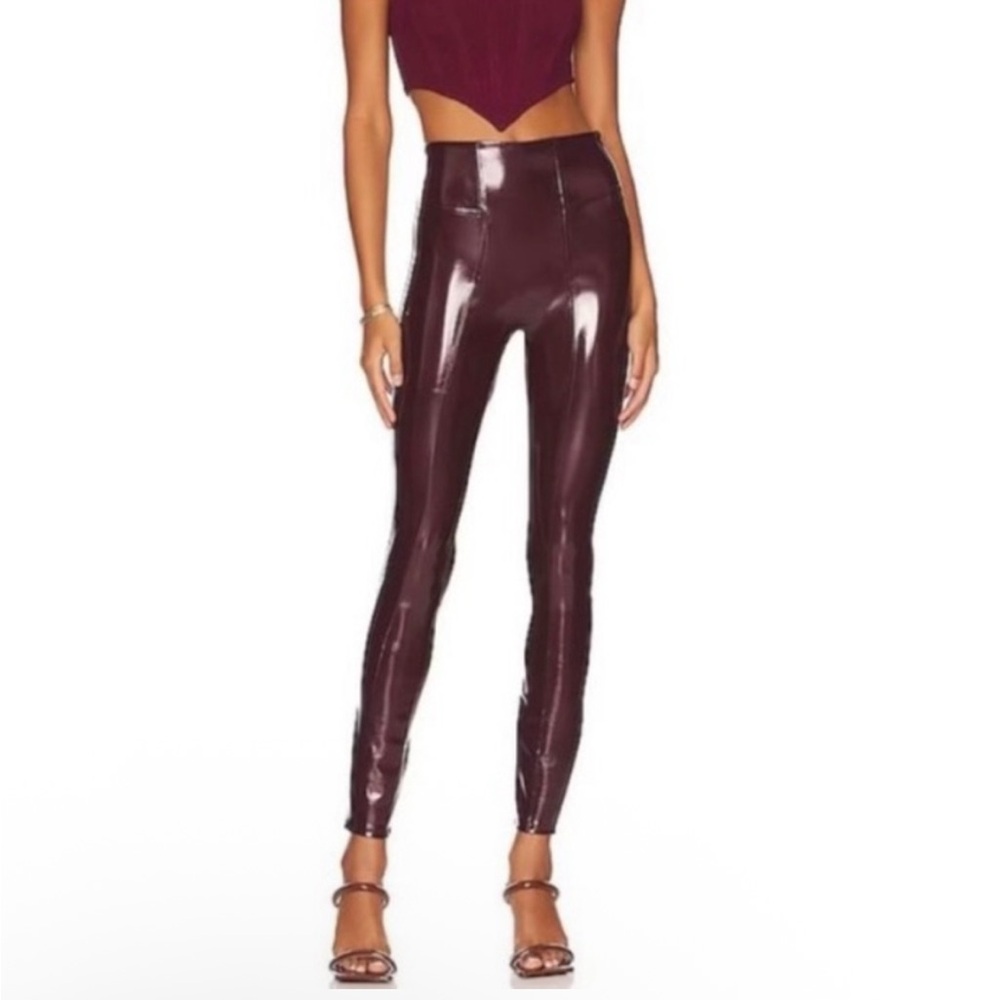 Spanx Faux Patent Leather Leggings – Ruby – Size Medium NWOT
